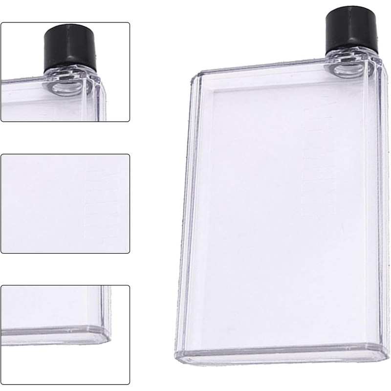 Flat Drink Cold Water Bottle, Reusable Slim A6 Bottle, Portable
