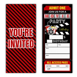 Qlnuk Movie Birthday Invitations Movie Night Ticket Invitations Set of 20 Invites with Envelopes
