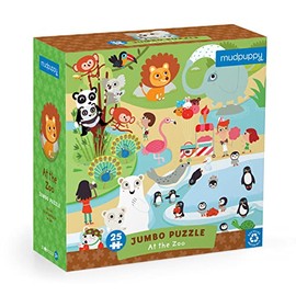 Mudpuppy At The Zoo - Jumbo 25 Piece Jigsaw Floor Puzzle Featuring Lions, Elephants, and More!