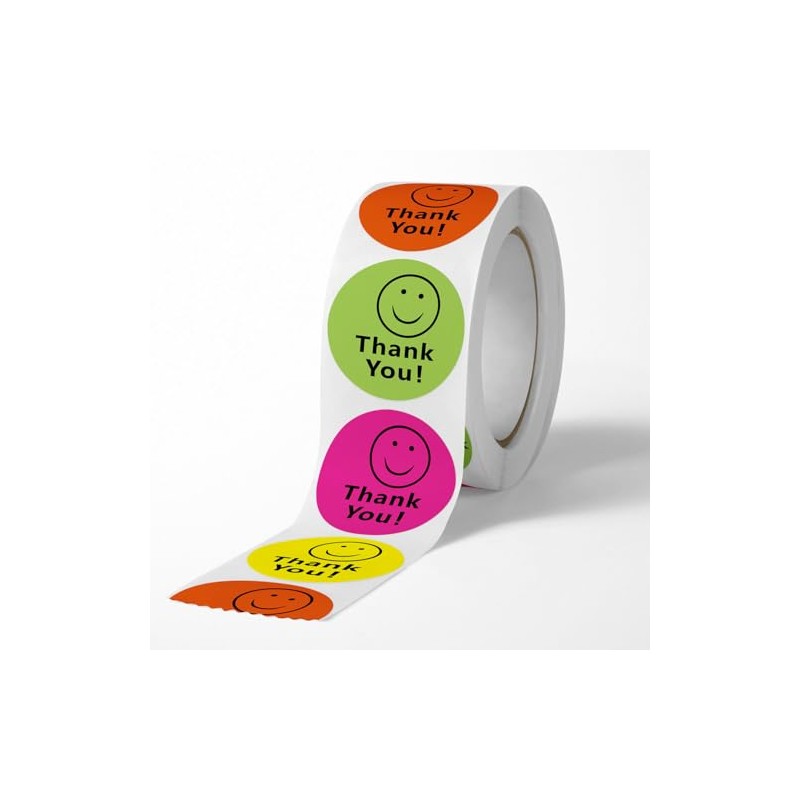 MajorCrafts 500 Labels per roll 2.5cm 1" Wide Multicoloured Smiley