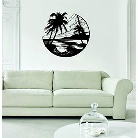 Beach Scene Design Wall Decal Art Vinyl Ocean Nature Trees
