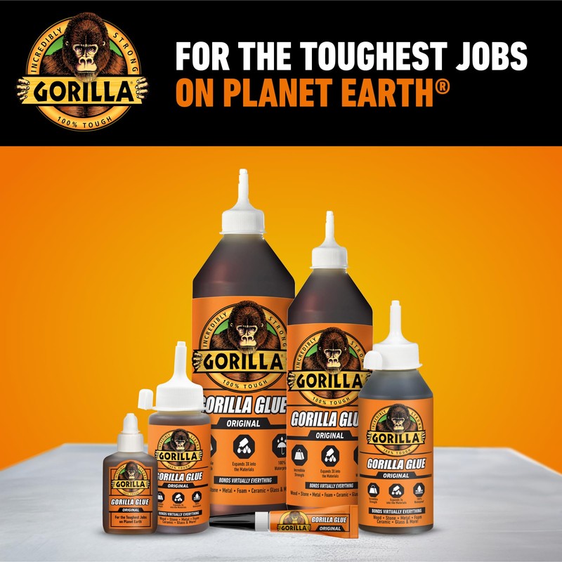 Gorilla Original Gorilla Glue, Brown, Waterproof Polyurethane Glue, 8 Ounce