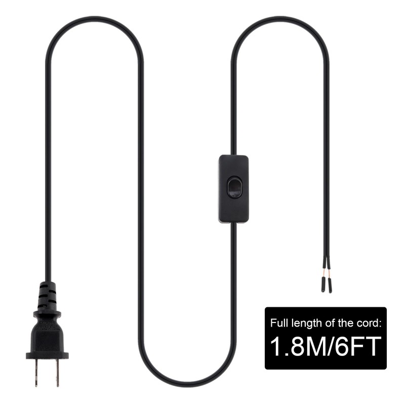 RTNLIT 6FT Lamp Cord with On/Off Button Switch and Polarized