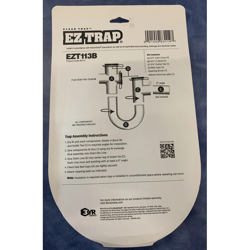 RECTORSEAL EZ Trap EZT113B 3/4" CRS Trap Kit W/Brush (83114)