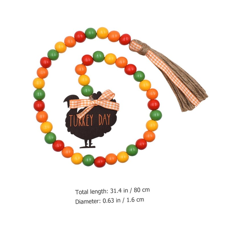 COHEALI Thanksgiving Wood Bead Garland Tassels for Home Decor Rustic