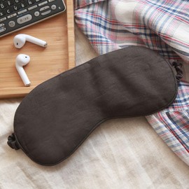 Pure Linen Eye Mask, 100% Linen Eye Mask for Girls, Organic Cotton Eye Mask for Sleeping Travel Breathable Eye Mask for Women Man (Nearly Black)