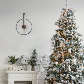 DRELIFAM Modern Wall Clock Large Wall Clock with Walnut Dial Silent Non-Ticking Metal Wall Clock for Living Room Home Decor Bedroom Kitchen Office 17.8''× 24.4'' (Black, Medium)