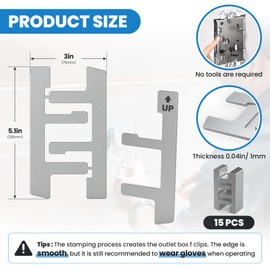 MooxHAI 15 Pcs Switch Box Straps on Electrical Outlet Repair | Switch Box Support F Clips for Use with Boxes with Plaster Ears | for Loose Outlet Fix