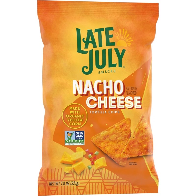 Late July Snacks Nacho Cheese Tortilla Chips, 7.8 oz Bag