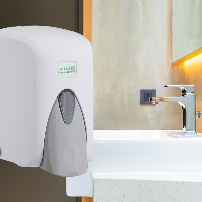 Vialli Soap Dispenser White Wall Mounted for Liquid Soap Lotion