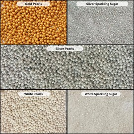 Confect Sprinkles -Metal Mania Disco Ball Sprinkle Mix – 5-Pack Assorted Edible Sprinkles with Bronze, White & Gunmetal + Sparkling White & Silver Sugar – Cake, Cupcake & Cookie Decorating – Vegan, Gluten-Free, Nut-Free, Soy-Free, Dairy-Free, Palm Oil-Free -5 Oz