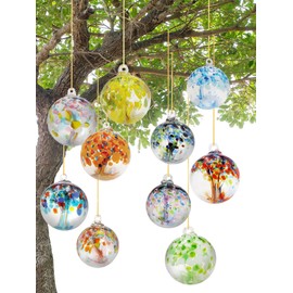 Dale Tiffany Hand Blown Glass, 4" Diameter Royal, Tree of Life Collection, Witch Globe Hanging Garden Indoor/Outdoor Decorative Ornament Gazing Ball