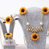 5PCS Sunflower Jewelry Set for Women Daisy Sunflower Dangle Earrings