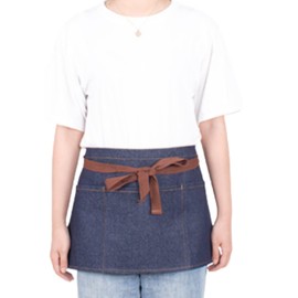 CHENGZI Unisex Denim Waist Apron Short Apron Stylish and Durable for Waiter, Server, Bartender, Barista, with 3 Big Pockets, One Size (Blue)