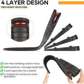 2 Pares Plantillas para Aumentar Altura Hombre y Mujer,4 Capas Ajustables Plantillas Altura Hombre de 3 a 7,5 cm con Cojín de Aire Cómodas Plantilla de Aumento de Altura Almohadilla
