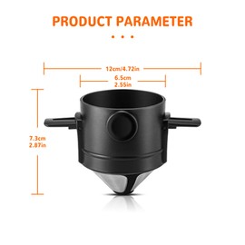 DBAILY Coffee Filter, Pack of 2 Coffee Filters, Reusable, Coffee Filter, Camping, Coffee Filter, Stainless Steel, No Filter Paper Required, Easy to Carry for Making Manual Coffee