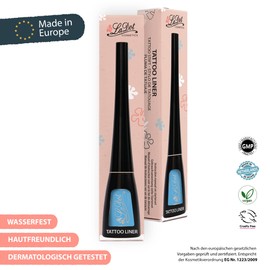 LaDot Tattoo Liner for Kids and Adults, Waterproof Liner for Body and Arm, Temporary Fake Tattoos for DIY and Decorating, Vegan and Hypoallergenic, 4 ml, Light Blue