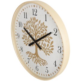Deco 79 Wooden Tree Decorative Wall Clock Wall Clock for Home with Cream Backing, Wall Clock for Room 24" x 2" x 24", Brown