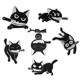 Black Cat with Knife Enamel Pins set,Cute Cartoon Brooch Pins Enamel Brooches Lapel Pins Badge for Women Girls Children for Clothing Bag Decor