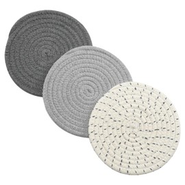 Baoswi 3 Pack Potholders Set, 7 Inches Trivets Set 100% Pure Cotton Thread Weave Hot Pot Holders Set Stylish Coasters, Hot Pads, Hot Mats, Spoon Rest for Cooking and Baking