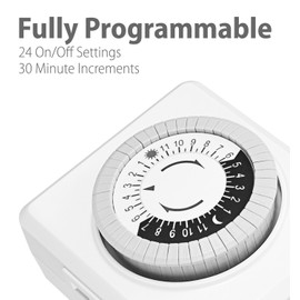 Fosmon Light Timers for Electrical Outlet Timer, 24 Hour Plug-in Mechanical Timer, Timer Light Switch Programmable for Reptile Light, Lamp, Grow Light, Aquarium, Indoor Lighting, 15A, 1875W -3 Pack