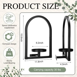 CroBlissful 4 Pcs Wall Plant Holder Wall Planters for Indoor Plants Metal Window Planters Shelves Picture Frame for Indoor Outdoor Living Room Balcony Garden (Arch Style)