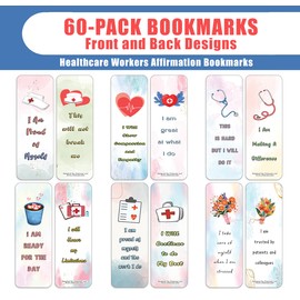 Creanoso Healthcare Workers Affirmation Bookmarks (10 Sets x 6 Cards) – Daily Inspirational Card Set – Interesting Book Page Clippers – Great Rewards for Adults and Professionals