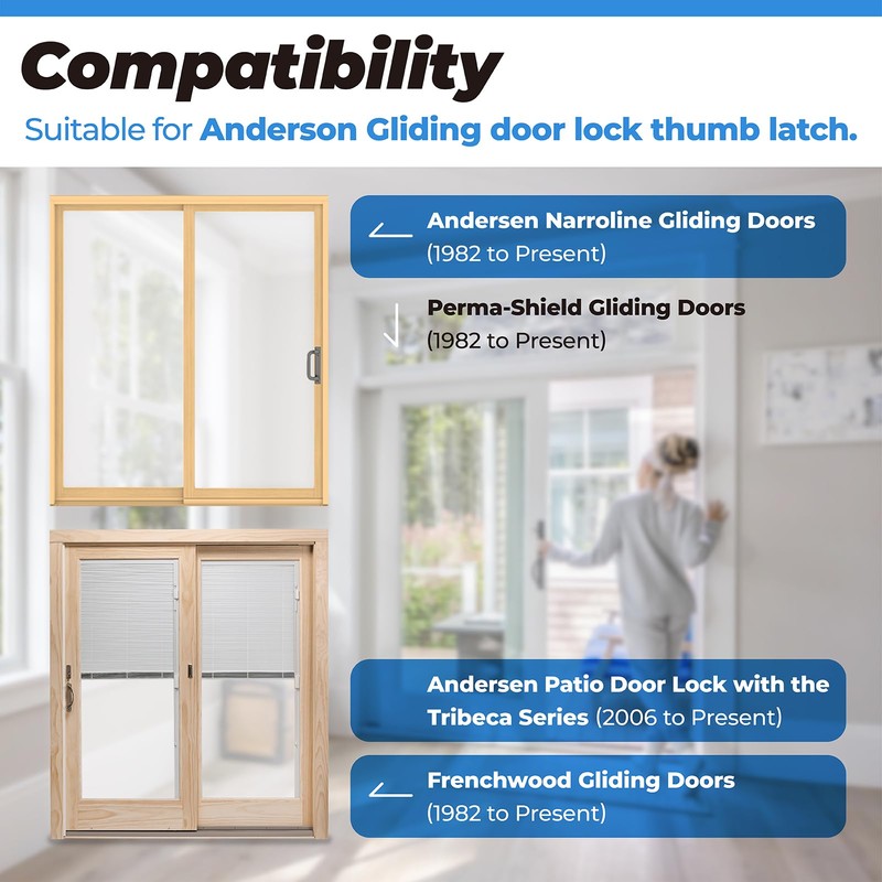 Replacement Andersen Gliding Door Thumb Latch Compatible with Andersen Sliding