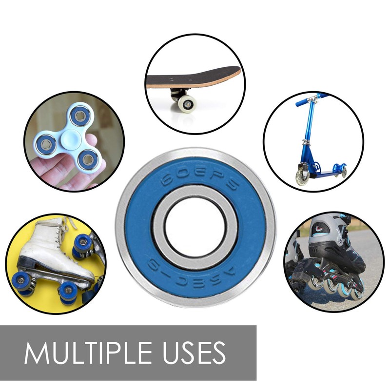 TRIXES 8 Frictionless Abec 9 Sealed Skateboard Roller Skate Bearings