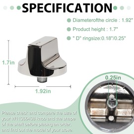 Upgraded Stainless Steel W11366438 Stove Knobs, Compatible with Whirlpool Range WCG55US0HS00 WCG55US0HS05 WCG55US6HS05 WCG77US0HS00 WCG77US0HS05, Replacements for W10850010 W11084623 Stove Knob, 5PCS