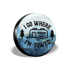 Siski I Go Where I'm Towed Spare Tire Cover Wheel Protectors Weatherproof Universal for Trailer Rv SUV Truck Camper Travel Trailer (14" fits for tire Diameter 60-69cm/23.6-27in)