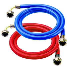 4FT Rubber Washing Machine Hoses with 90 Degree Elbows Burst Proof 2 Pack For Hot and Cold Water 3/4" NPT Connection Water Supply Lines by Cenipar Fit for ALL Washing Machine