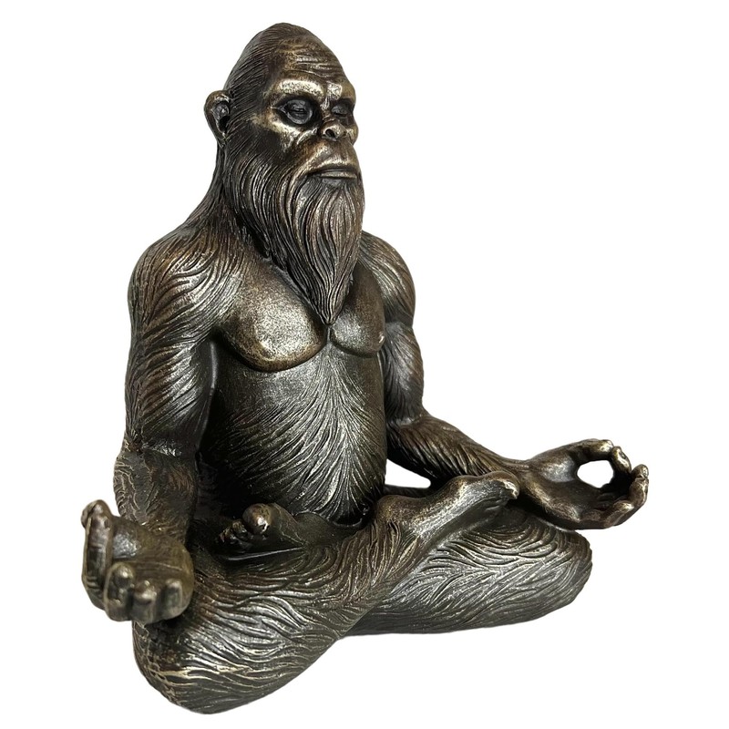 Top Brass 6” Bigfoot Yoga Statue Sasquatch Lotus Pose Meditation