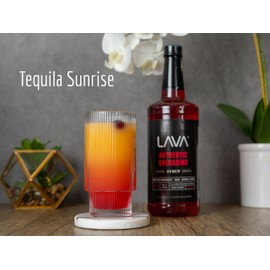LAVA Premium Grenadine Syrup, Made with Pomegranate Juice, 100% Sugar, 33.8oz (1-Liter), No Artificial Sweeteners, Flavors, or Colors. (1-Pack)