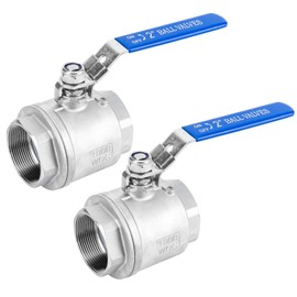 Stainless Steel 304 Full Port Ball Valve with Locking Device, Female NPT Thread, Heavy Duty Shut Off Valve for Industrial Piping, Plumbing Systems and DIY Home Repair (2 Inch)