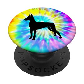 Miniature Pinscher Dog Silhouette with Puppy Tie Dye Prints