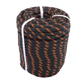 LiGuVCY 1/2 x 200FT, Heavy Duty Braided Polyester Tree Rope, 48 Strand Arborist Bull Rope for Swings, Camping, Marine (Black and Orange)
