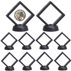 3D Floating Frame with Stand, Challenge Coin Display Holder, 4 Pack Floating Display, Gift Packing Frame - Size: 9CM