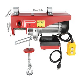 Electric Hoist, 2 in1 Electric Cable Hoist Crane Winch Garage Lift Wireless/Wired Remote Control, Steel Electric Lift with Single/Double Slings Electric Winch for Lifting in Factories (880lbs)