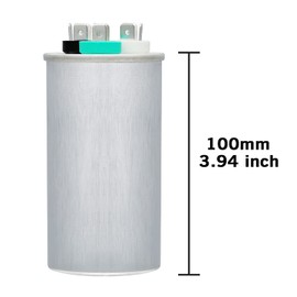 VEXUNGA 55/10 uF 55+10 MFD 370VAC or 440VAC Dual Run Start Round A/C Capacitor CBB65 CBB65B Air Conditioner Capacitors for AC Unit Fan Motor Start or Heat Pump or Condenser Straight Cool