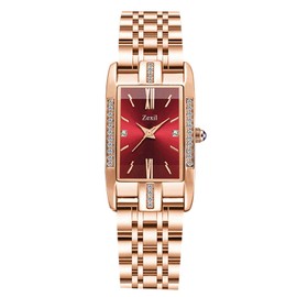 RORIOS Women's Watch, Stylish, Simple, Quartz Band, For Work or School Commute, Casual, Christmas, Birthday, Gift for Woman, red, Bracelet Type