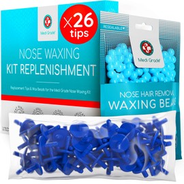 Medi Grade Nose Waxing Beads and Replacement Tips for the Medi Grade Nose Waxing Kit - Eco-friendly, Cost Effective Waxing Beads Refill for Unsightly, Itchy Nasal Hair - 50g of Beads and 26 Tips