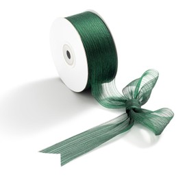 CHUQING Green Chiffon Ribbon Forest Green Ribbon Dark Green Ribbon for Gift Wrapping, Very Suitable for Weddings, Parties, Hair Bows, 38 mm x 23 m