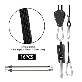 HOMEANING 2 PCS 1/8 inch Heavy Duty Adjustable Grow Light Rope Hanger, 150 lbs Light Rope Hangers for Grow Plant Fan Filter Light Room Equipment