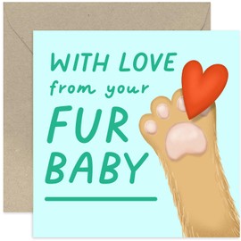 Old English Co. Special Cute Birthday Card from Cat or Dog - 'With Love From Your Fur Baby' Birthday Card for Pet Owner - Dog Mum, Dog Dad, Cat Mum, Cat Dad - Brown Paw | Blank Inside Envelope
