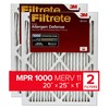 Filtrete 20x25x1 Air Filter, MPR 1000, MERV 11, Micro Allergen Defense 3-Month Pleated 1-Inch Air Filters, 2 Filters
