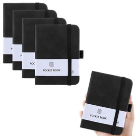 4 Pcs Cuaderno de Bolsillo, A7 Libretas de Notas, 11 x 8cm, Diario con Cubierta de Cuero de 200 Páginas, Libreta de Bolsillo Adecuada para Oficina,Viajes,Estudio(Negro)