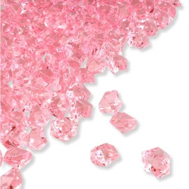 PMLAND Acrylic Ice Rocks Crystals Gems ~550 Pcs 3 lbs Bulk Bag for Vase Filler Table Scatter Party Wedding Arts Crafts Decoration Display Idea - Pink