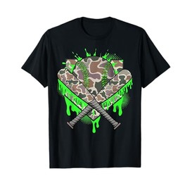 Baseball Drip For Boys Ice Cream Dripping Boys Baseball Camo T-Shirt