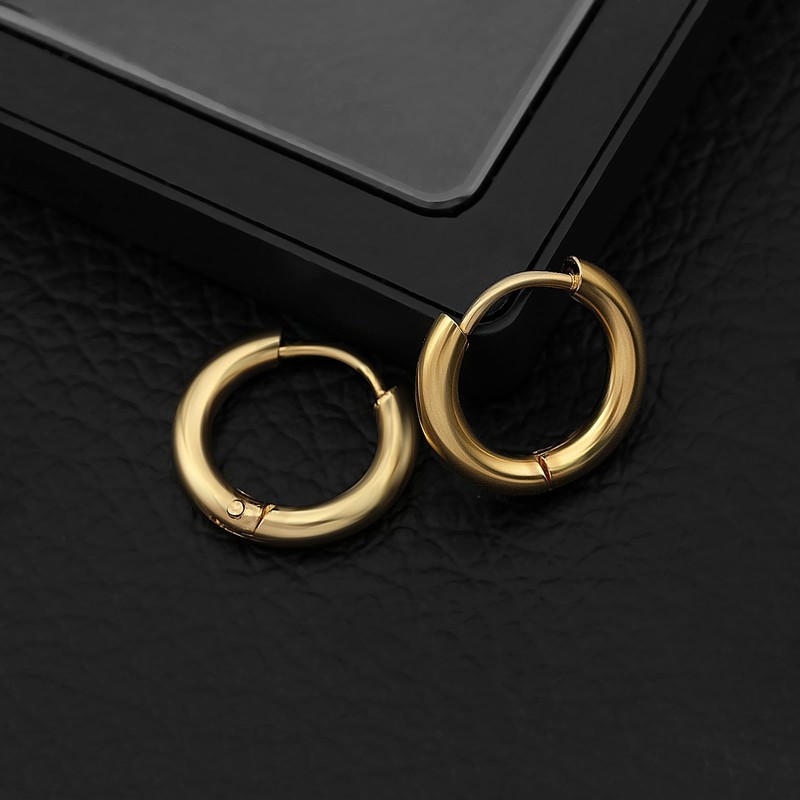 316 Stainless Steel Huggie Hoop Earrings, 10mm/12mm, Hypoallergenic (Gold, 10mm